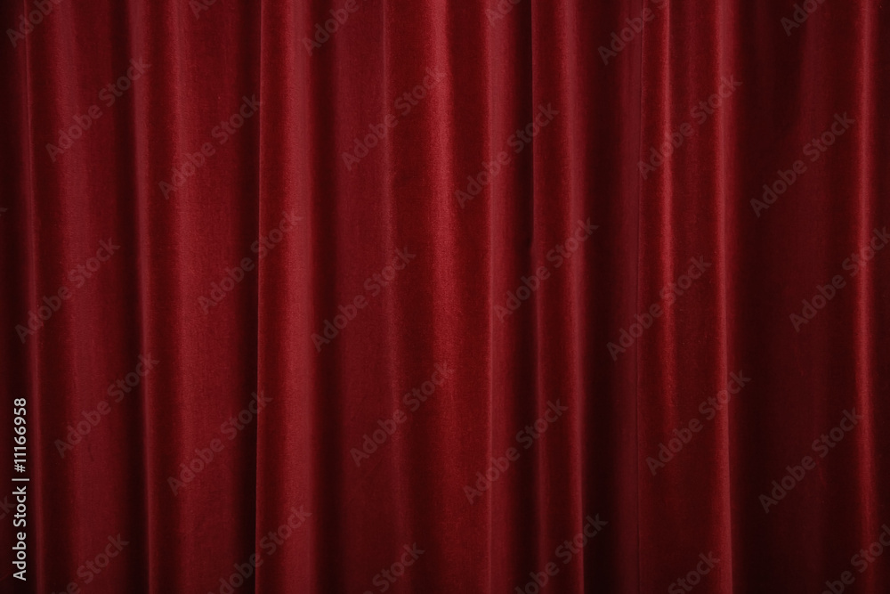 Naklejka premium Red velvet curtains