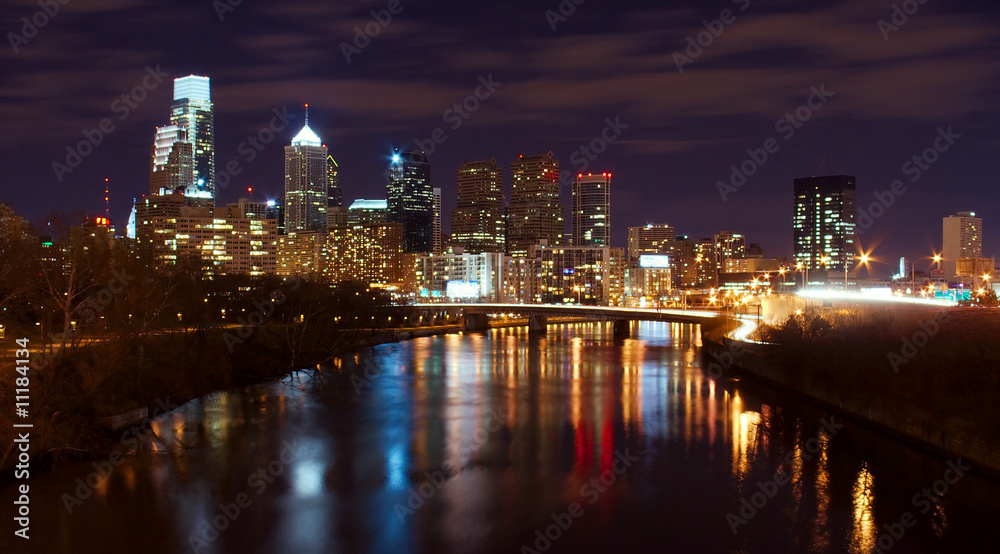 Skyscrapers of Philadelphia at night