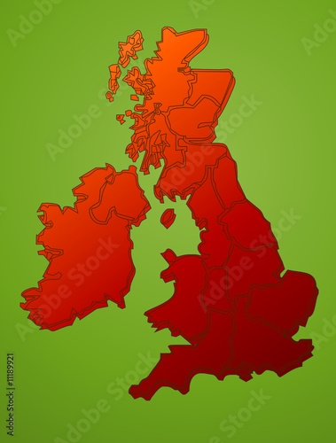 United Kingdom map on green vector