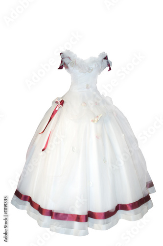 Slika na platnu Weddings dress on a mannequin isolated on white