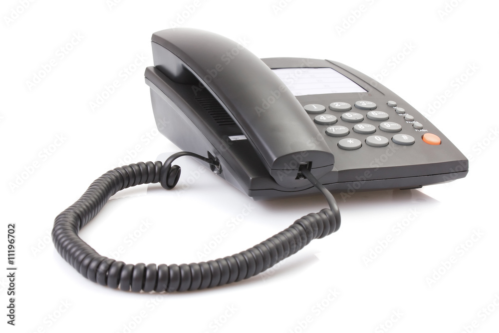 Black office telephone isolated on white background Black office telephone isolated on white background