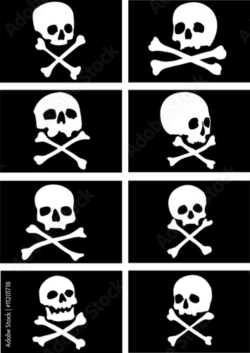 pirate flags with skulls and crossbones vector illustration