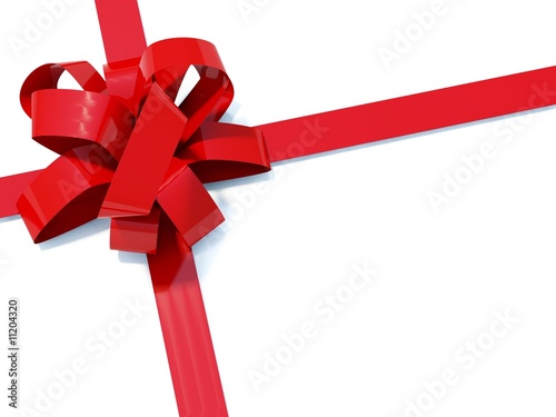 Big red bow with ribbons isolated on white