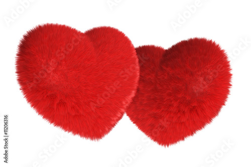 pair of furry red heart