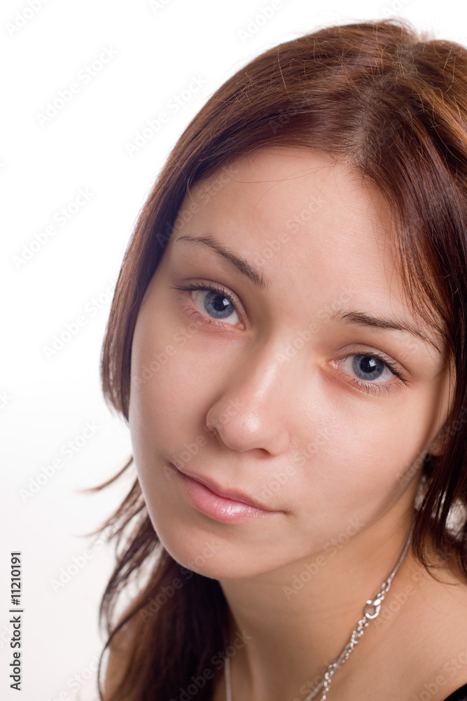 Portrait of the young romantic girl with blue eyes Portrait of the young romantic girl with blue eyes