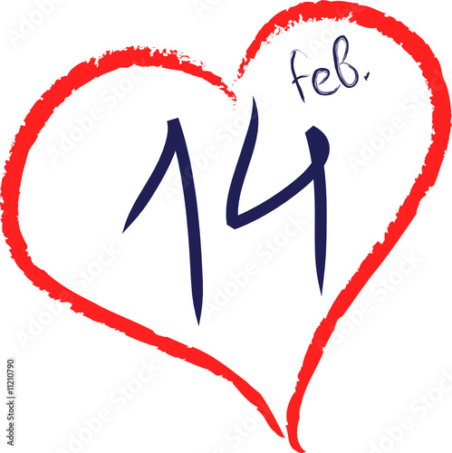 red heart around 14 feb