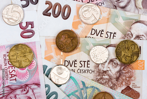 Fotografie Czech bank notes and coins