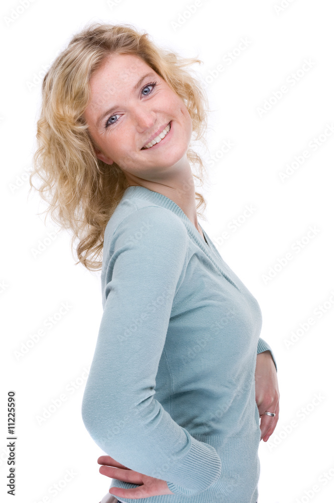 Portrait a beautiful and happy caucasian woman