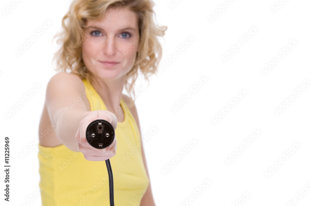 Fototapeta premium Woman with power cable