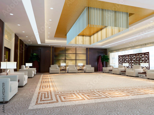 3d large reception room rendering