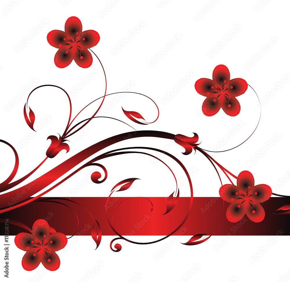 Vecteur Stock barre floral arabesque rouge et noir | Adobe Stock
