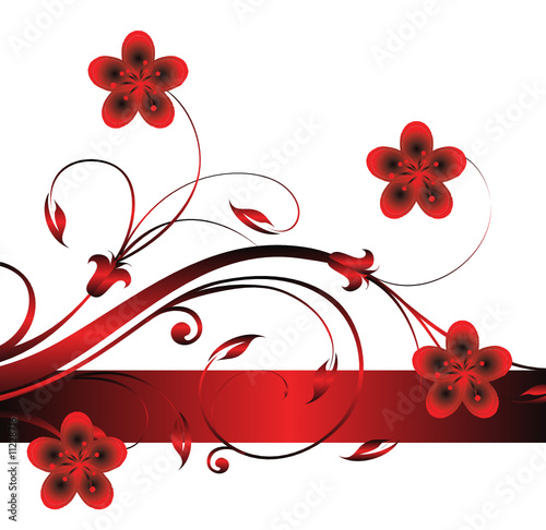 barre floral arabesque rouge et noir