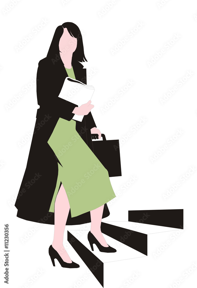 Mujer de negocios subiendo por la escalera