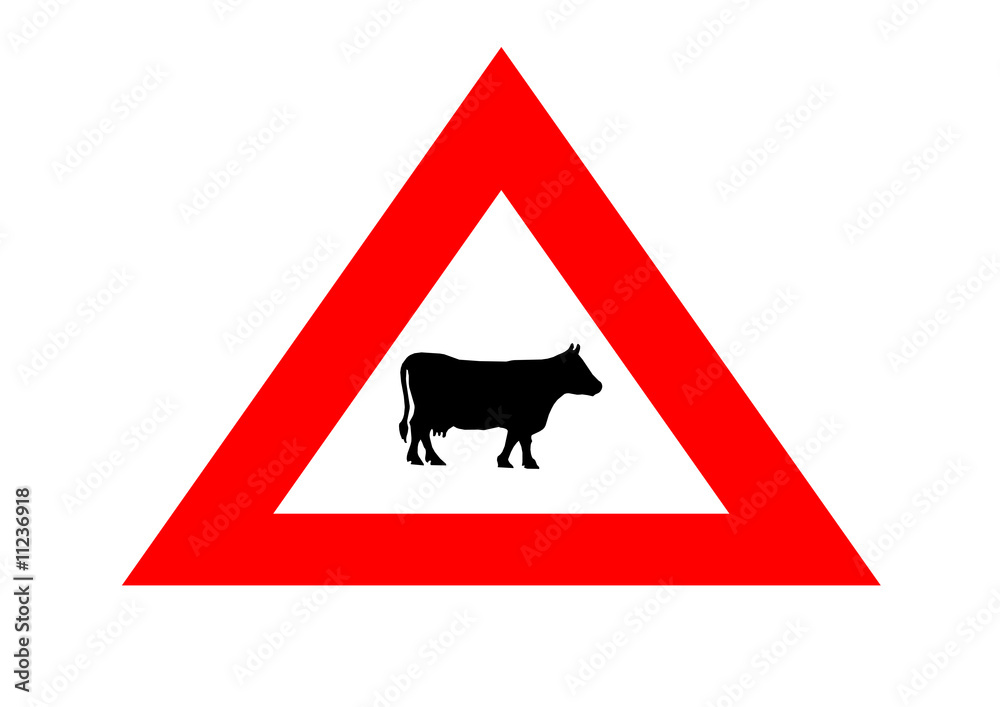 caution cattle warning sign