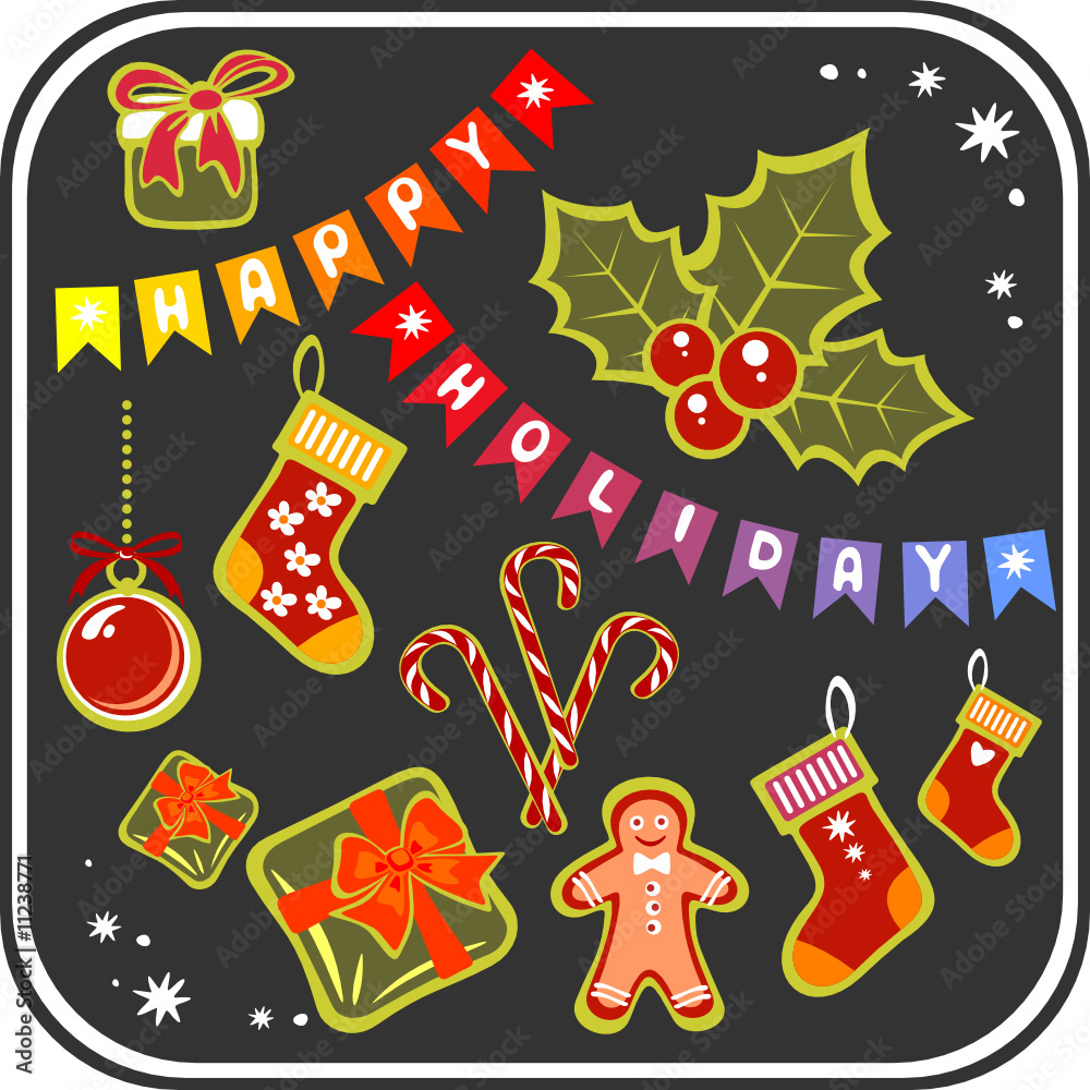 Naklejka premium christmas symbols set