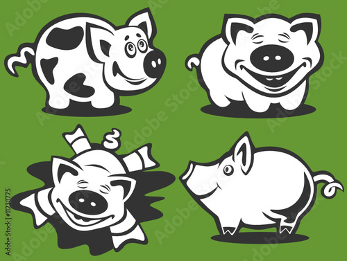 four cartoon piggies