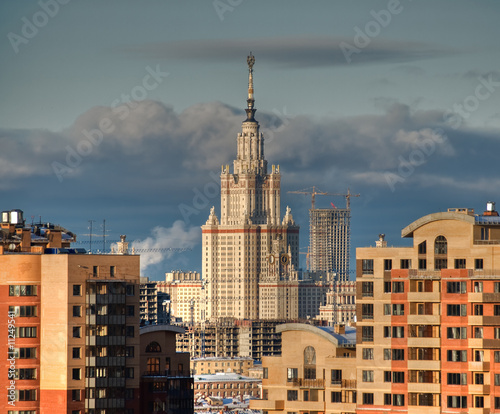 Moscow State University view on sunset from the high point