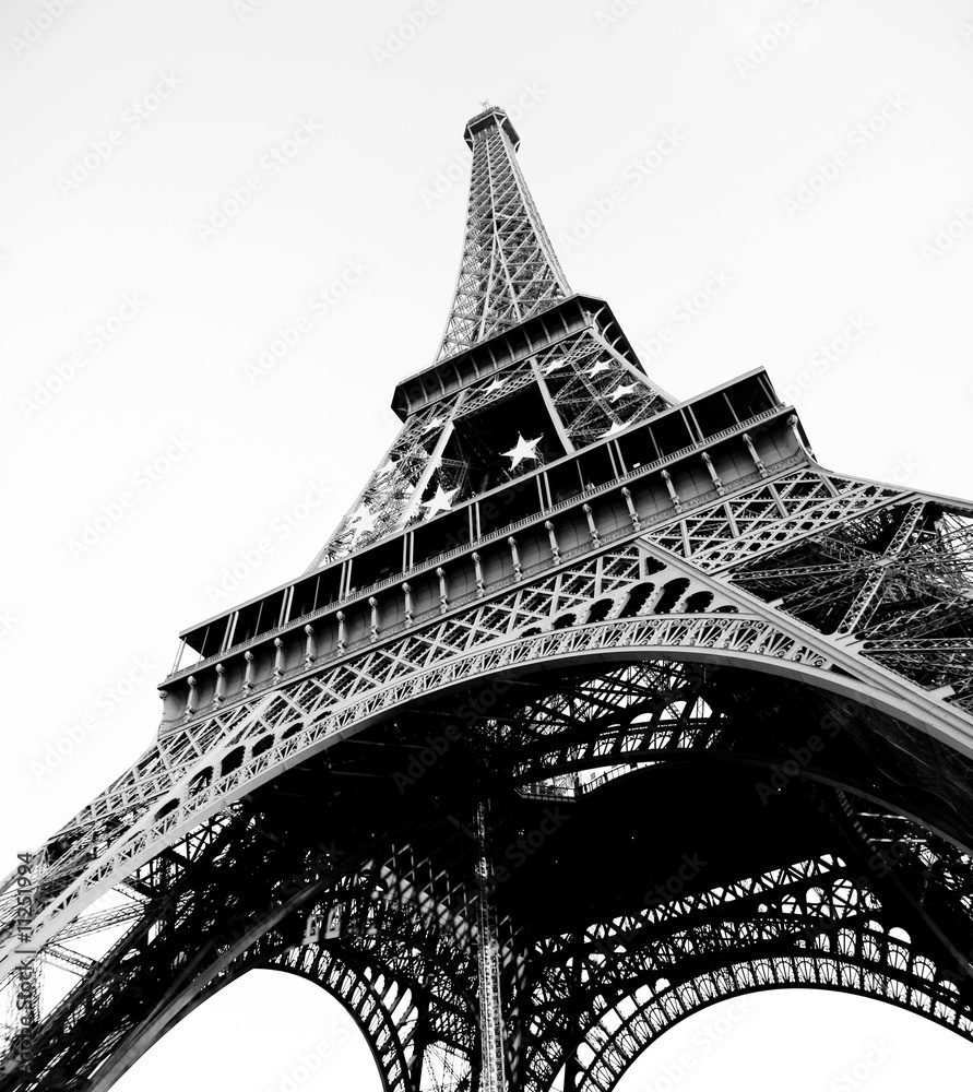 Eiffelturm Schwarz/Weiß - obrazy, fototapety, plakaty 