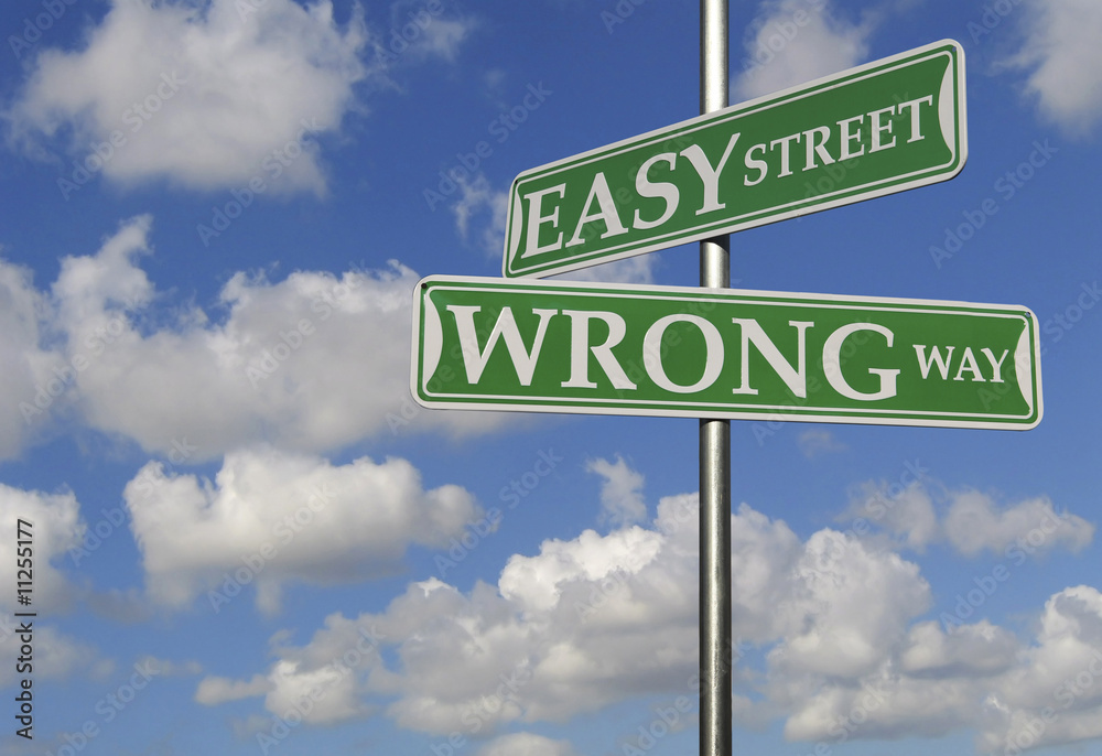 Obraz premium Street Signs With Easy Street and Wrong Way
