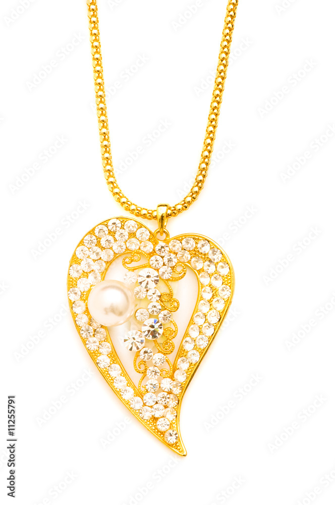 Golden necklace isolated on the white background Golden necklace isolated on the white background