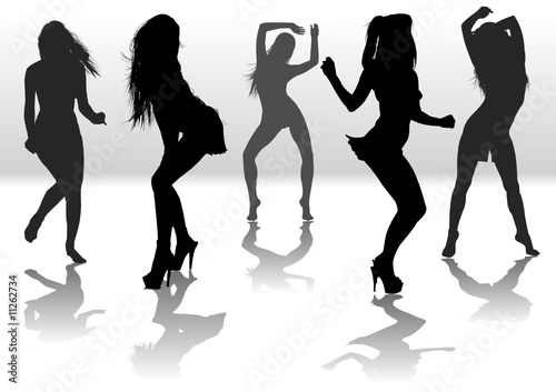 Dancing girls silhouette