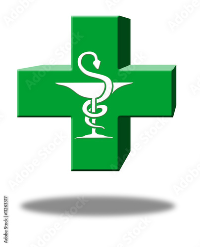 croix pharmacie 3D caducée