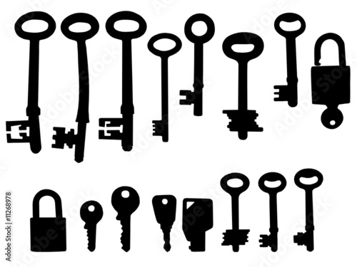 Set of modern, retro and antique keys vector