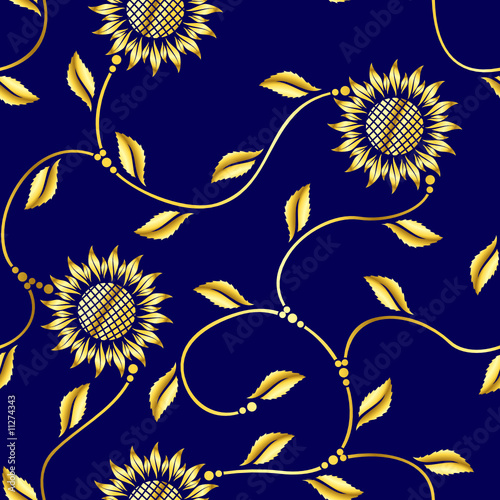 Seamless sunflower sari pattern