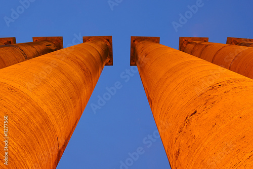 Illuminated bright classical pillar photo