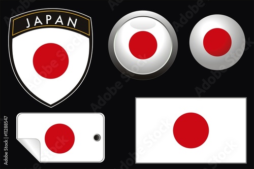 vector japan grest flag with web button and label photo