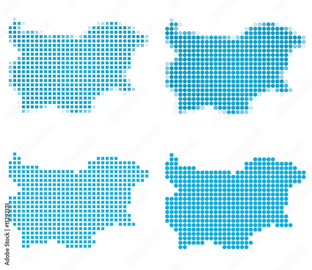 Bulgaria map mosaic set. Isolated on white background.
