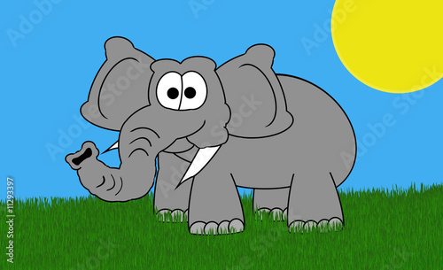 Elephant Cartoon Sunny Scene