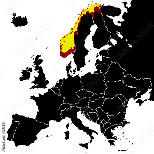 European map with Norway highlighted
