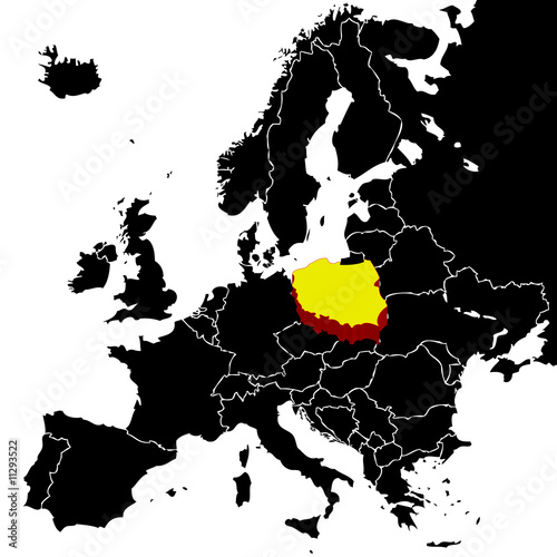 European map with Poland highlighted