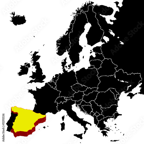 European map with Spain highlighted