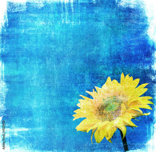 vintage image of sunflower on grunge background