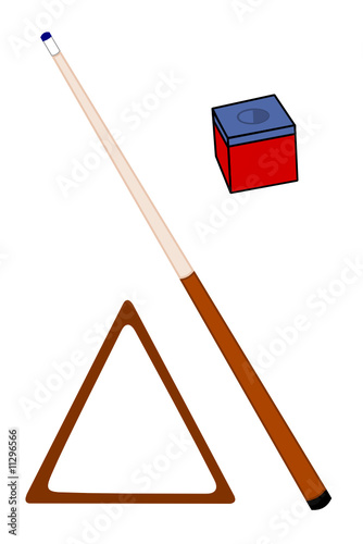 A Cue Stick with chalk and rack