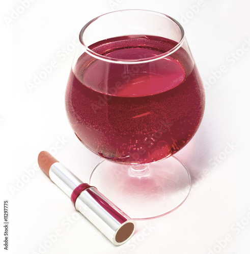 Glass of wine and lipstick