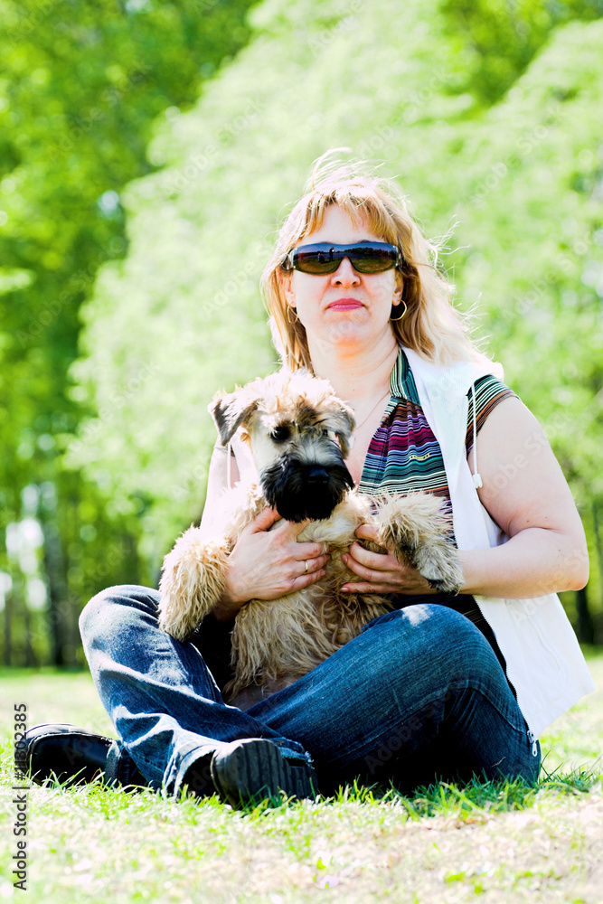 Fototapeta premium Terrier dog and woman