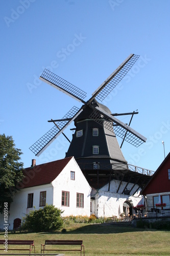 Swedish windmill with farm buildings