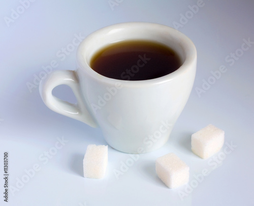 Coffee and sugar cubes