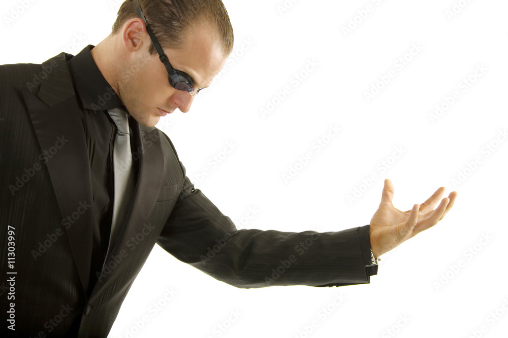 Successful young businessman wearing goggles Successful young businessman wearing goggles