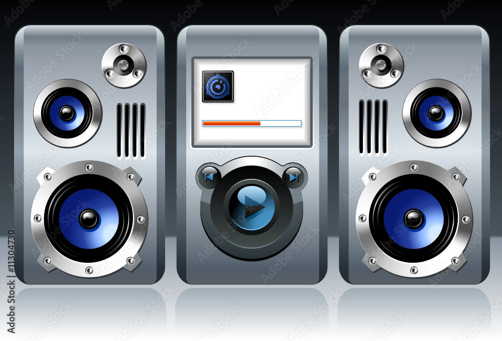 Detailed MP3 player with speakers Detailed MP3 player with speakers