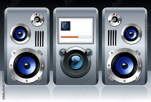 Detailed MP3 player with speakers