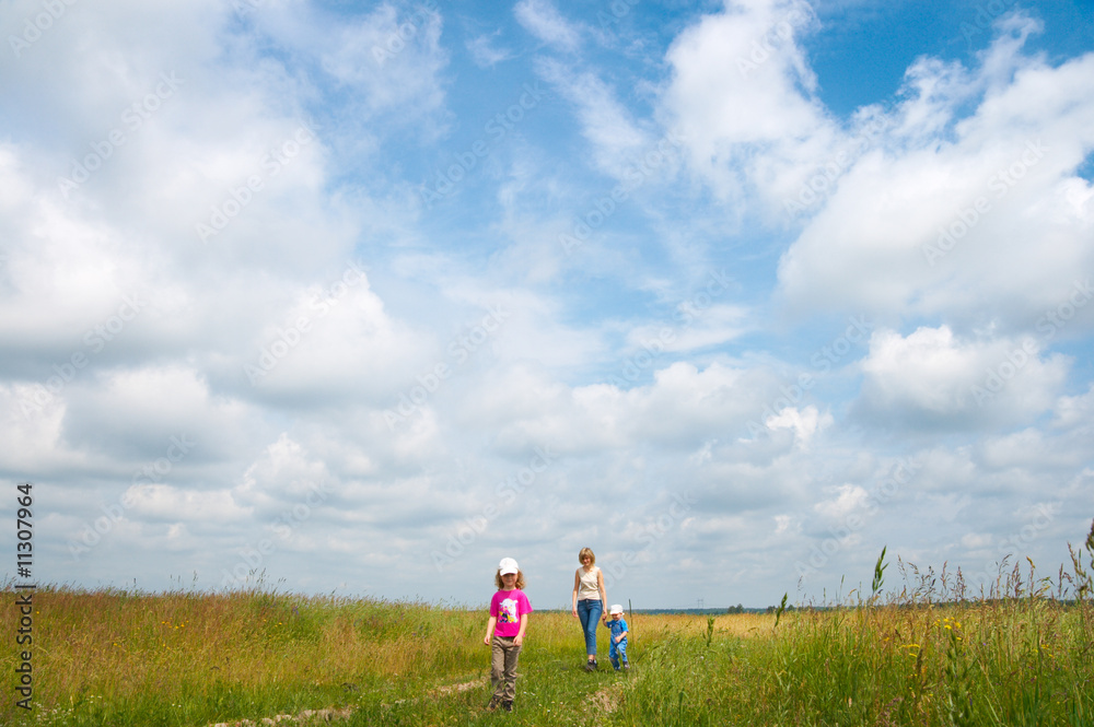 family on meadow