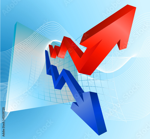 Illustration of profit and loss graph with arrows