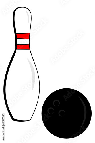 A bowling pin and ball