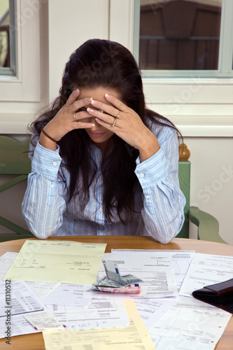 Woman with unpaid bills photo