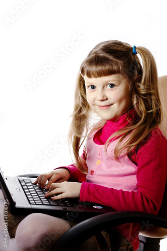 Girl with black laptop