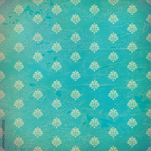 Blue damask grunge wallpaper